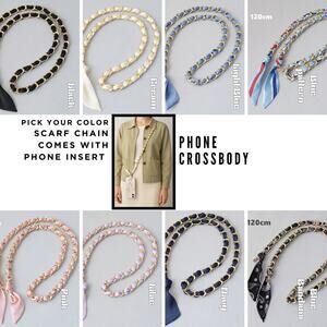 Retail $45 Scarf Twill Chain Phone or Bag Crossbody*47 in* PICK solid or print
